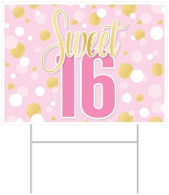 Plastic Sweet 16 Yard Sign of Size 11½'' x 15½'' for Halloween - Beistle