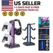 RGB Gaming Headphone Stand with Controller Holder