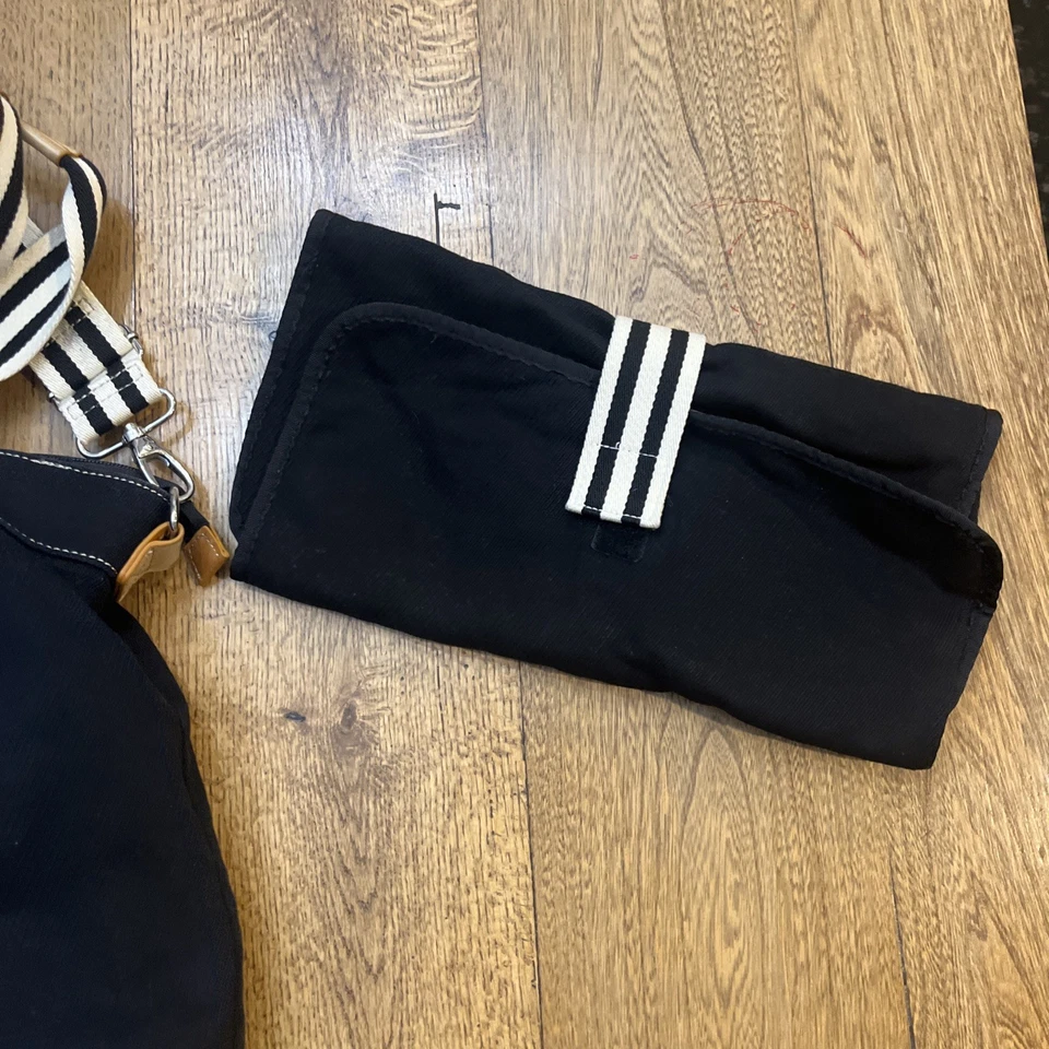 Pottery Barn Kids Classic Diaper Bag Canvas & Leather w/Changing Pads Black - Image 2 of 4