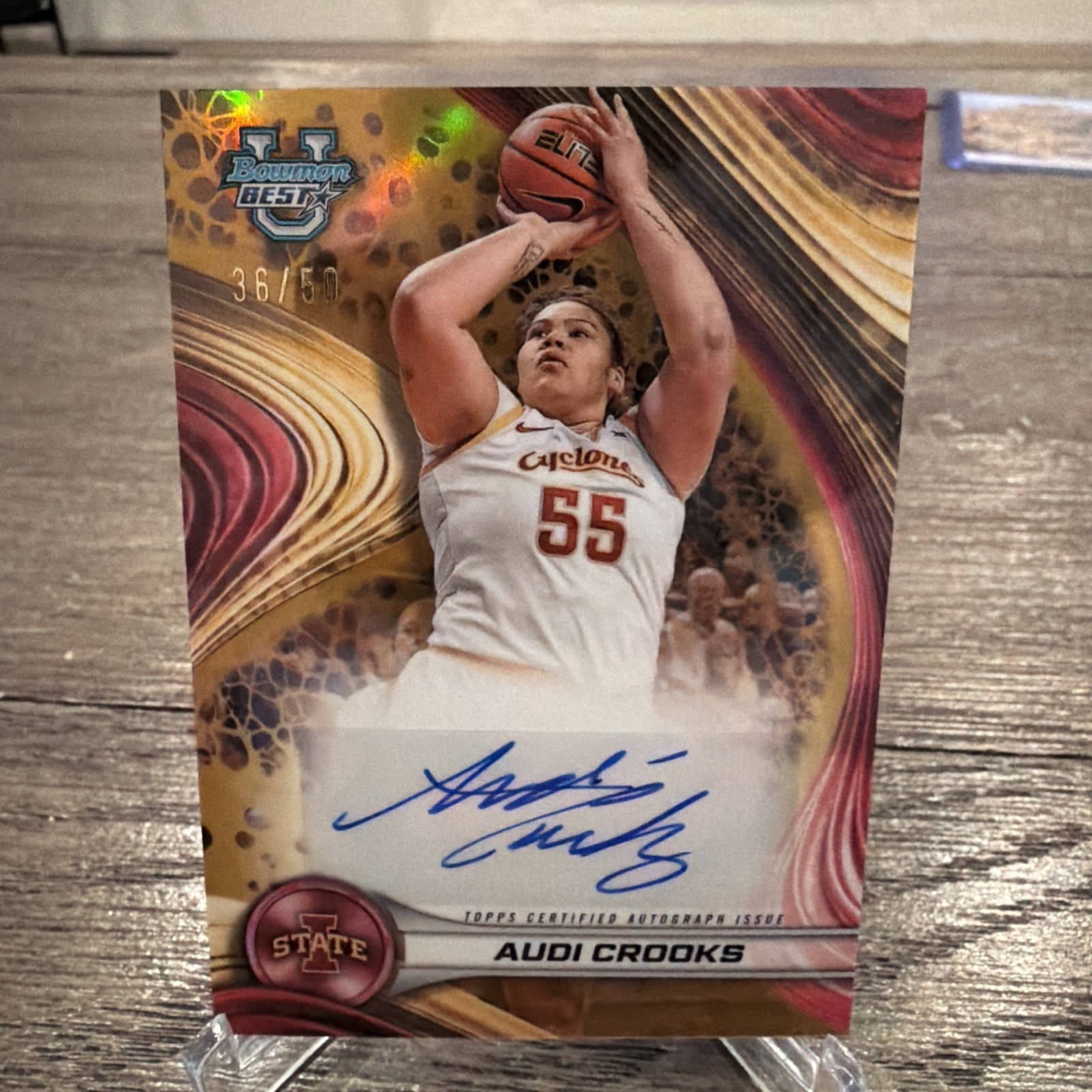 2024 Bowman Chrome U Best Gold Refractor Audi Crooks 36/50 Auto Autograph