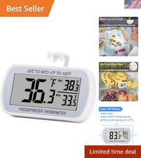 Digital Refrigerator Thermometer Waterproof LCD Display Max Min Room Freezer ...