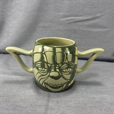 Disney Store Star Wars 3D Ceramic Sculpted Yoda Mug Cup Double Handle Ears 20 Oz