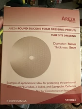 2 NIB (10 pcs) Ostomy Tube Site Dressing Round Silicone Foam 76mm Dia 5mm Thick