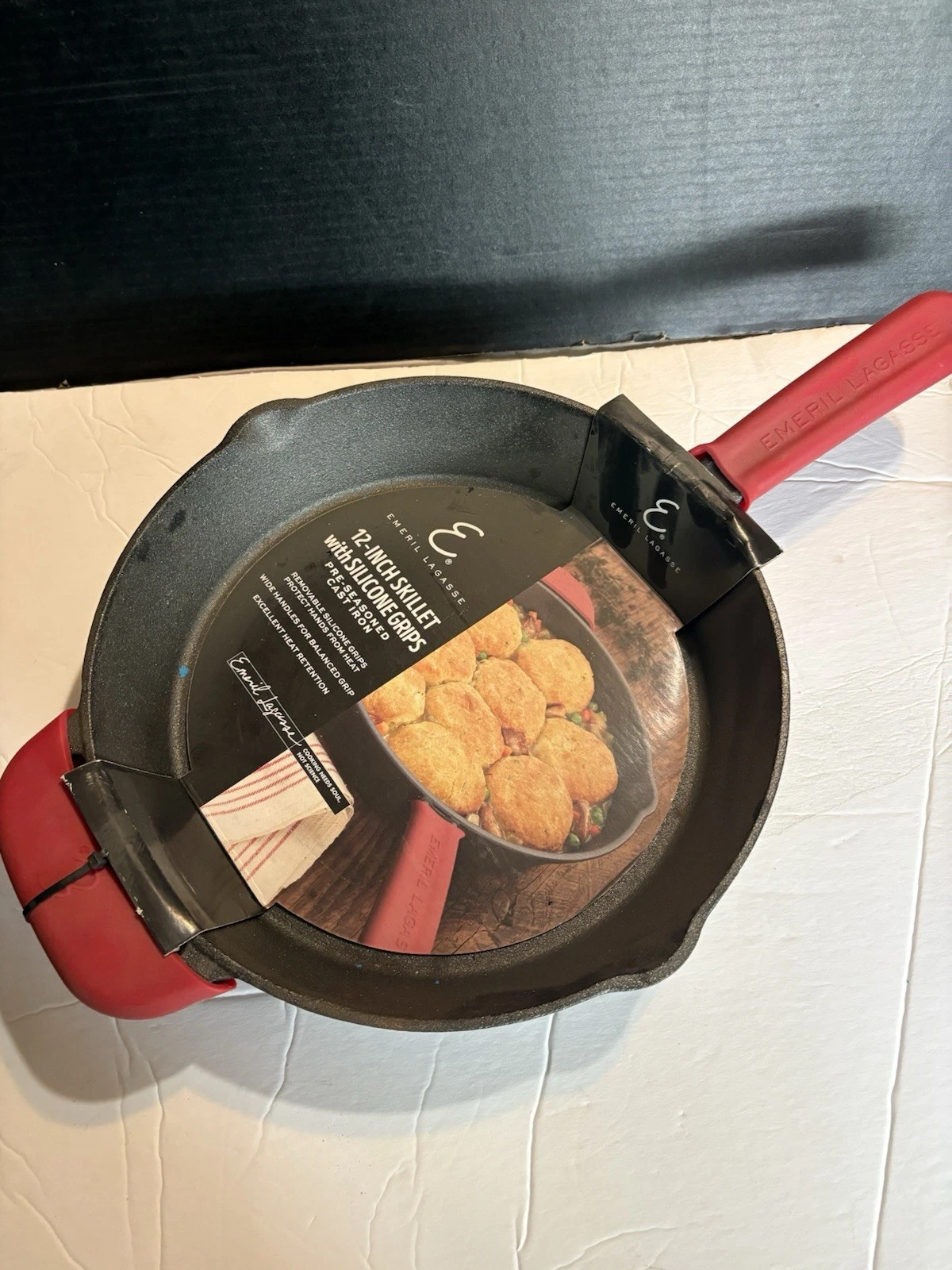 EMERIL LAGASSE 12-INCH SKILLET with SILICONE GRIPS Pre Seasoned Cast Iron