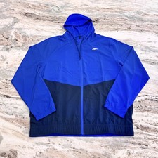 Image of NWT  REEBOK FULL ZIP TRAINING WOVEN JACKET REGULAR FIT BLUE COLOR BLOCK SIZE XL
