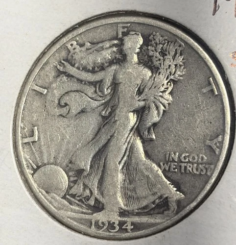 1934-D SILVER WALKING LIBERTY HALF DOLLAR, SMALL MINTMARK, FINE+ DETAILS