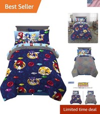 Vibrant Sonic The Hedgehog Bedding Set - Twin 5 Piece Comforter  Sheets
