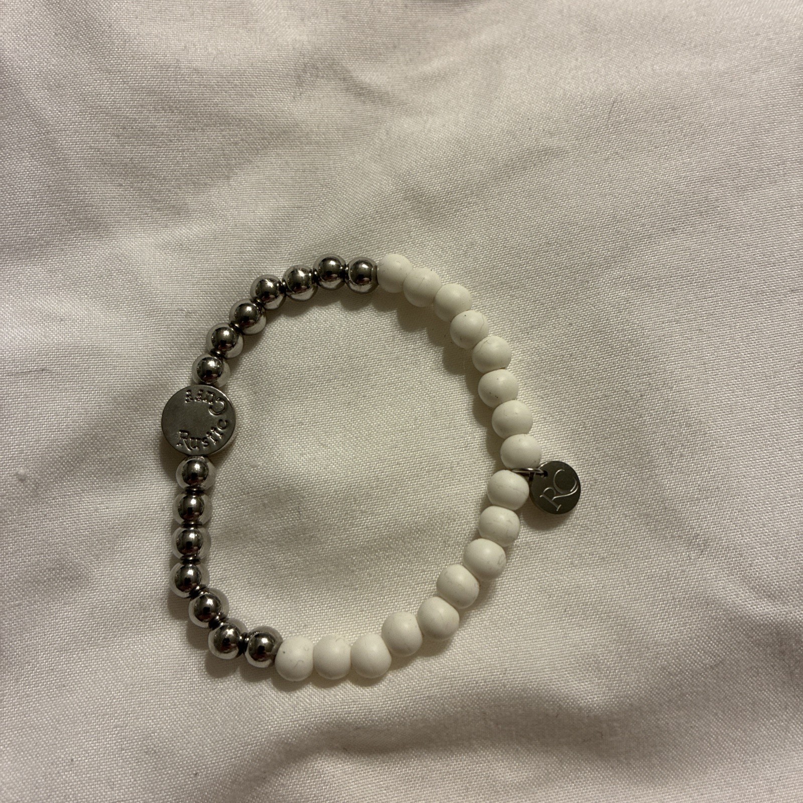 Rustic Cuff Mini Melanie Silver Tone Silicone Whi… - image 5