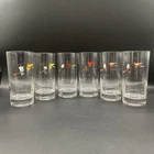 Vintage Federal Glass Tumblers Fly Fishing Lures High Ball Glasses Set of 6