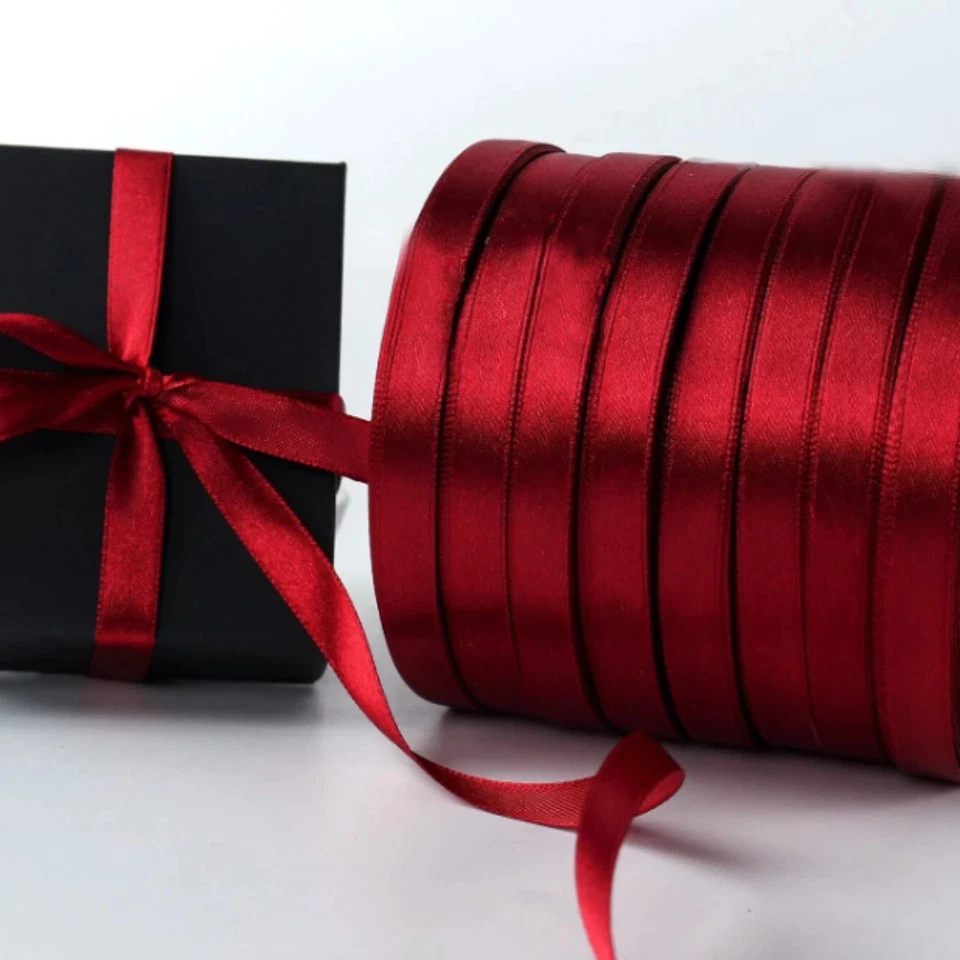 Red Ribbon for Gift Wrapping 22m Wine Wedding Party Wreath Sewing Gift Decor - Image 3 of 4