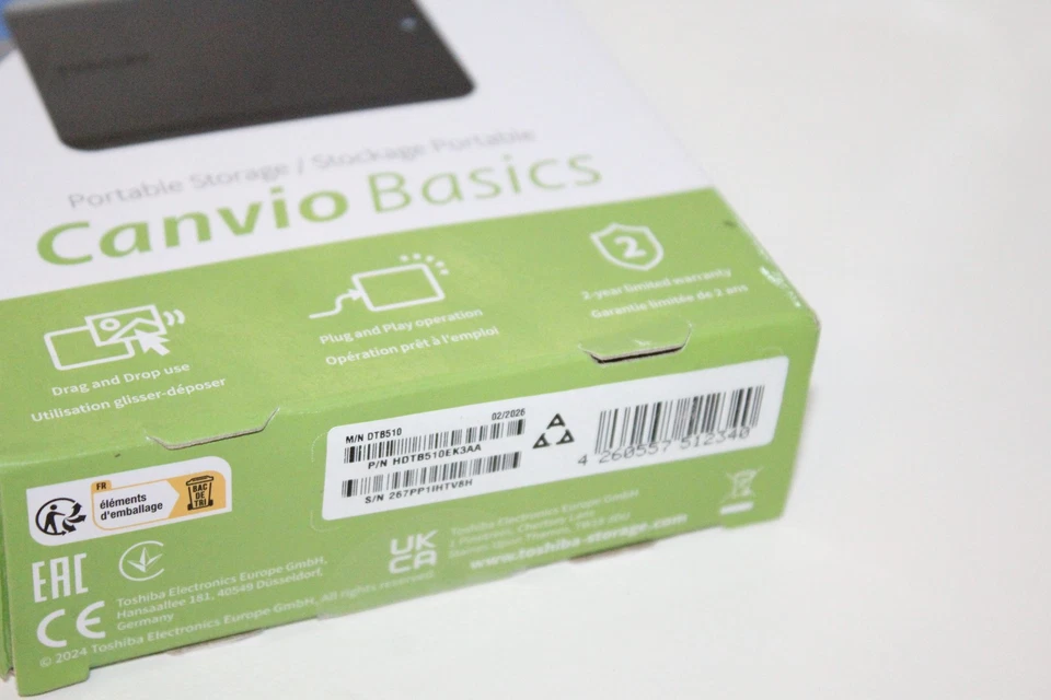 Toshiba Canvio Basics 2022 1TB (HDTB510EK3AA) Neu Rechnung MwSt - Bild 2 von 3