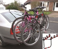 Car Secure Rear Boot Mounted Bicycle Transport Traveling Carrier Rack - 3 Bikes