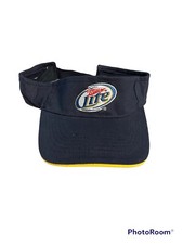 Vintage Miller Lite Beer Visor Navy Blue Adjustable StrapBack Baseball Hat Cap