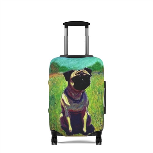 Cubierta de equipaje para retrato de perro Pug protege el equipaje de arañazos desagradables - Imagen 3 de 13