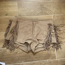 Ladies Genuine Soft Lambskin Leather Mini Shorts - Brown Handmade Leather Shorts