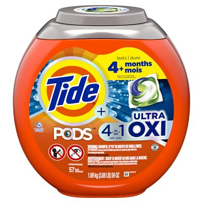 Tide PODS Ultra OXI Laundry Detergent Pacs 57 Count 4 in 1 Stain Remover