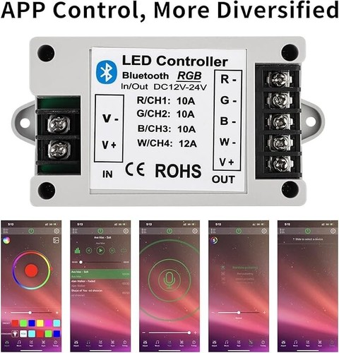 RGB/RGBW Bluetooth Controller APP Control for 5050 3528 RGB LED Strip Lights - Picture 4 of 9