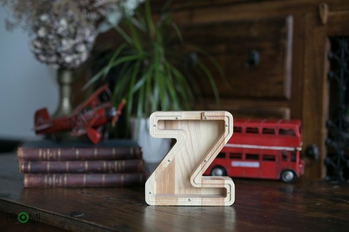 Wood Letter Piggy Bank Handmade Personalized Money Box Wood Coin Saving Medium - Picture 29 of 29