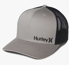 Gorra de camionero Hurley Corp Staple para hombre gris fresco logotipo negro ajustable talla única