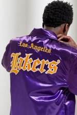 Mitchell Ness Lakers Old English FADED HWC Lightweight Satin Full Zipper Jacket