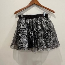 Halloween Costume Women's Teen One Size Silver Black Spider Tutu NWT