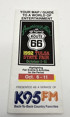 Vintage 1992 Tulsa State Fair Route 66 Flyer w/ Dorothy Hamill Clint Black