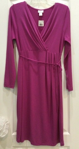 Motherhood Maternity Womens Dress Size L Pink String Belt Long Sleeve New 147
