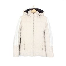 Paul & Shark Puffer Jacket Down Vintage Hooded Full Zip Cream Coat Womens Size S