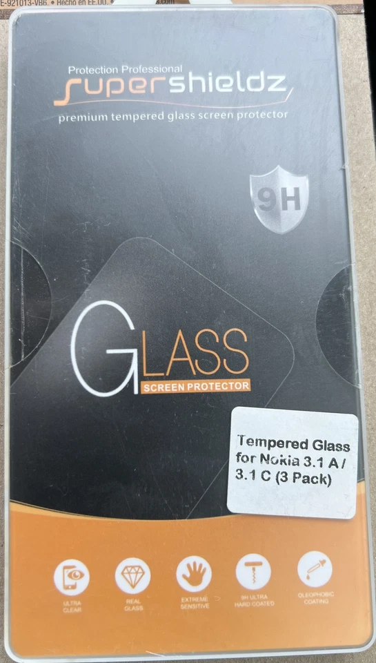 Протектор экрана Supershieldz Premium закаленное стекло для Nokia 3.1A /3.1C 3 шт. новый - Изображение 2 из 4