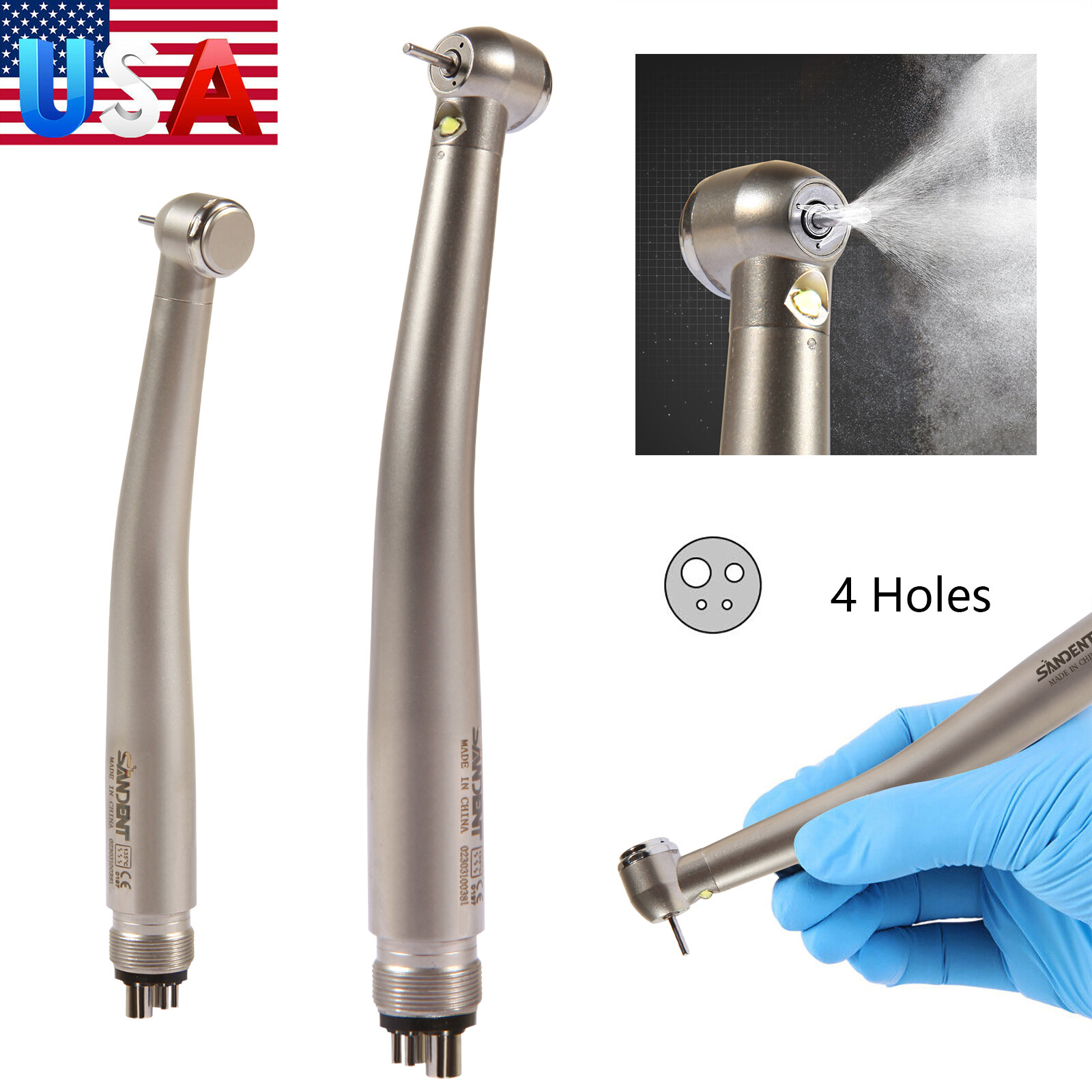 Nsk Dental Handpieces NSK Style Dental High Speed Turbine Handpiece - Fiber Optic LED, 4-Hole (Midwest) Compatible Low Speed Handpiece Nsk