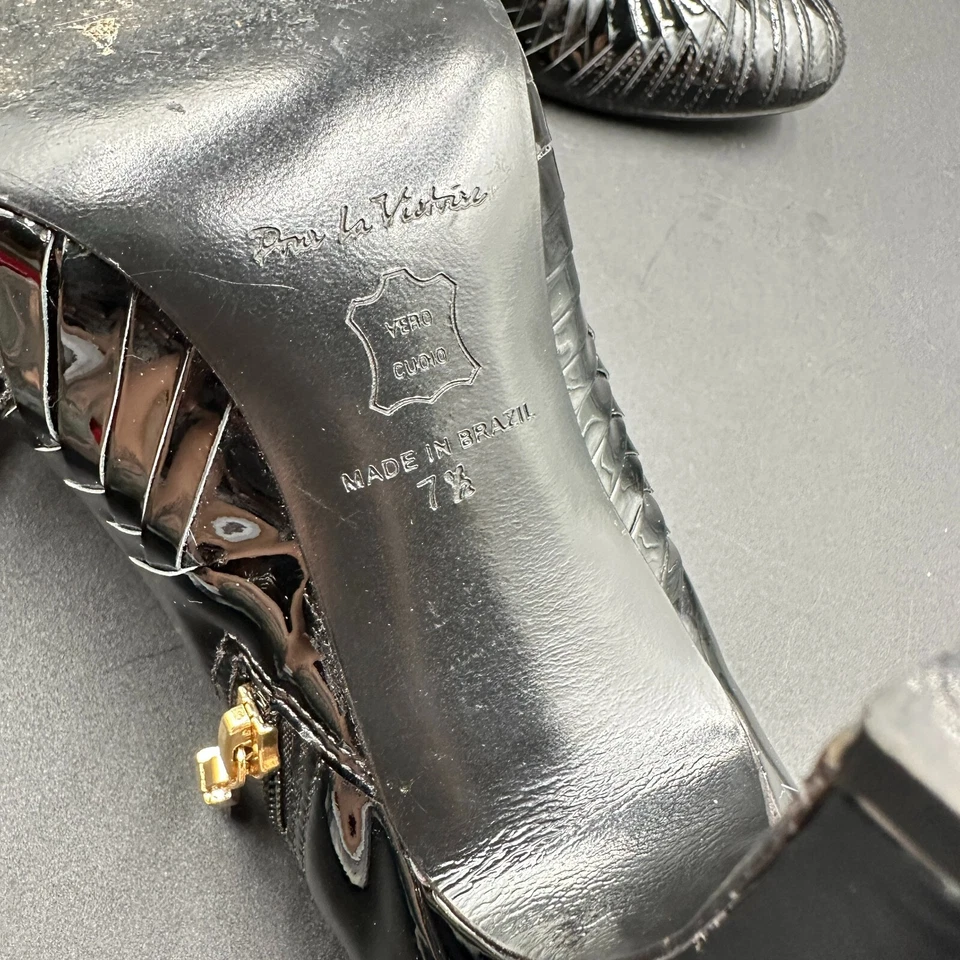 Botines Pour La Victoire para mujer US7,5 charol negro cremallera lateral Foto 3 de 4