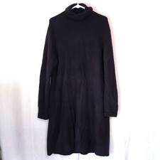 J Crew Black Turtleneck Knit Midi Dress Long Sleeve Ultra Plush Size Large