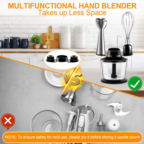 4-In-1 Electric Stick Blender 1000W Stepless Speed Immersion Hand Blender Stainl - Picture 5 of 9