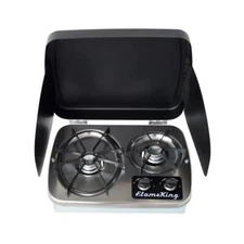 rv stove 2-burner drop-in with cover travel trailer van camper propane cooking