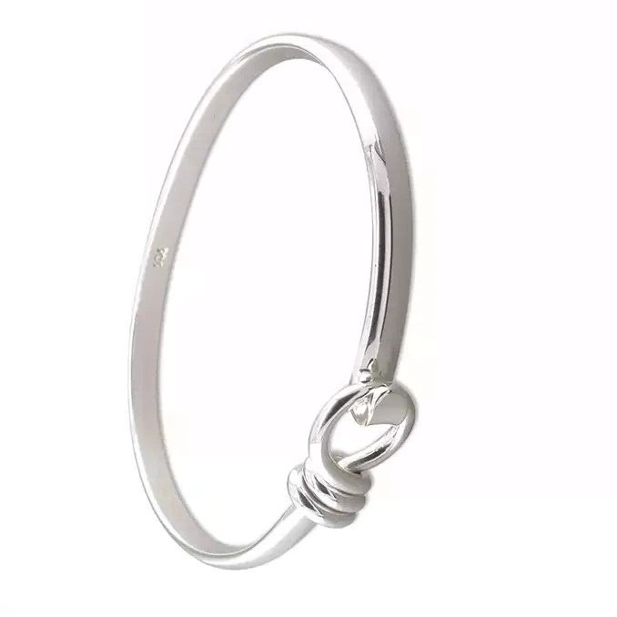 Solid Noose Hook Bangle Sterling Silver 925 Hallmarked British