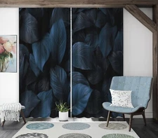 3D Black Leaves K2241 Window Photo Curtain Printing Fabric Panda 2023