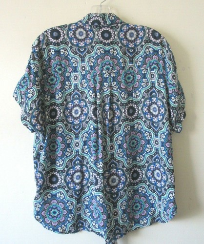 RIVER ISLAND TIE FRONT BLOUSE SHIRT BLUE PURPLE PAISLEY 50s STYLE SZ 8 NEW - Picture 8 of 11