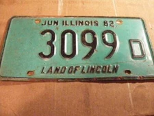 1982 ILLINOIS STATE LICENSE PLATE CAR AUTOMOBILE TAG 3099 D LAND OF LINCOLN