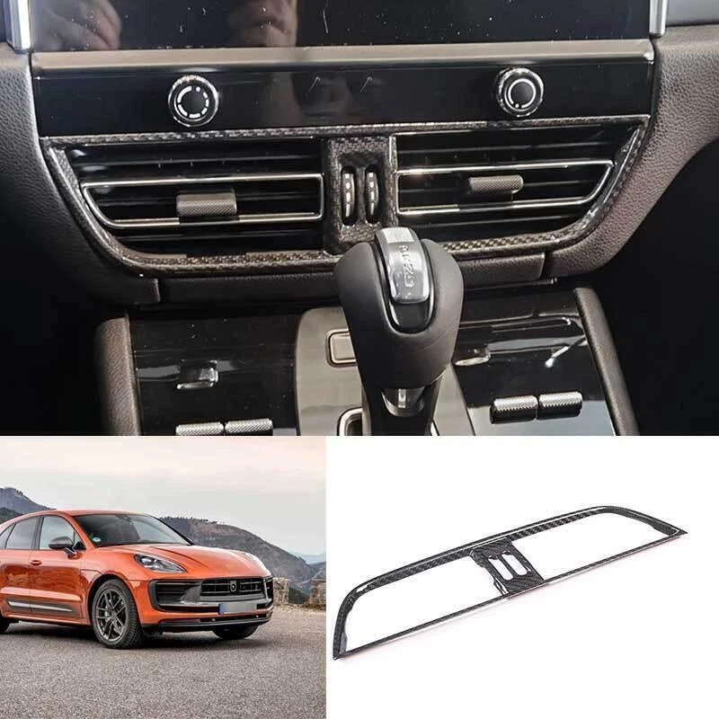Consola central de fibra de carbono seca salida de aire moldura de ventilación para Porsche Macan 2019-2023 Foto 2 de 4