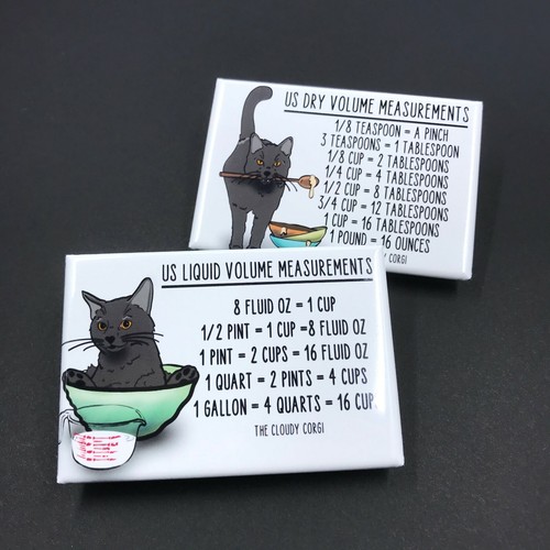 Black Cat Cat Kitchen Measuring Chart Magnet Set Baking and Cooking Guide Gift - Picture 3 of 12