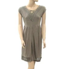 Odd Molly Anthropologie Crochet Lace Sequin Bead Mini Dress Cotton S NEW 203983