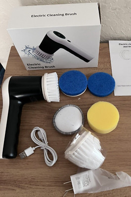 Electric Spin Scrubber Cordless Battery Level Display  2 Speeds 6 Heads NEW