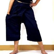 Thai Fisherman Trousers Pants Massage Pilate Tai Chi Yoga Pilates Colour Black.