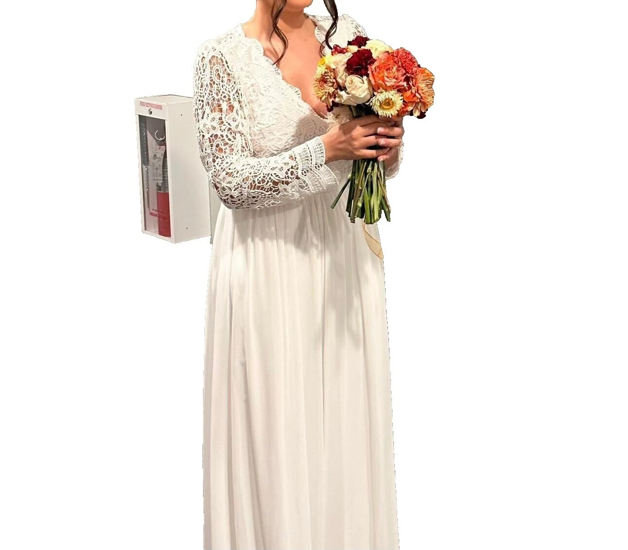 Mezcla de seda manga larga vestidos de novia