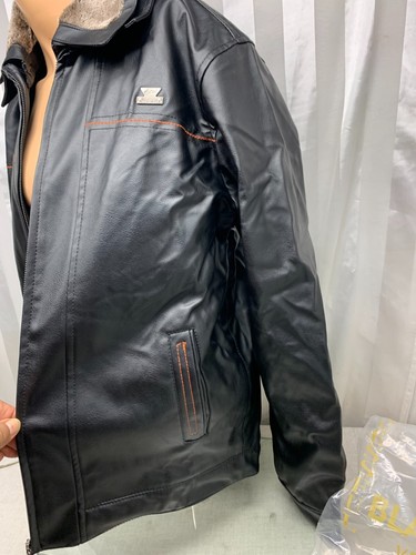 Chaqueta de cuero R Rosso negra y dorada cuello de piel negra cremallera XL CREMALLERA DAÑADA - Imagen 8 de 16