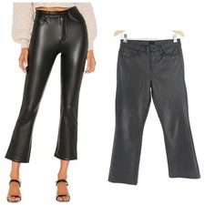 Mother Faux Leather Pants The Inside Ankle Trousers Black Cropped Size W28