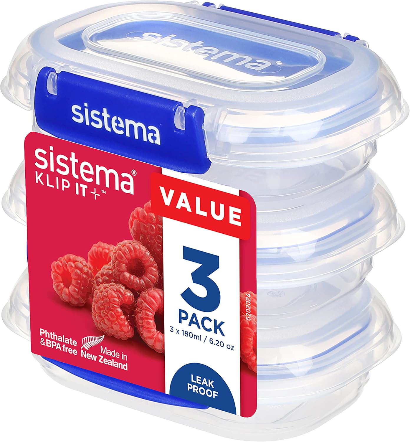Sistema KLIP IT PLUS Food Storage Containers,180 ml, 3 Piece Airtight Containers