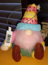 Ganz Gnome Plush Ornament - Pink Pajamas  Hat Pink Beard - w/Tag NEW