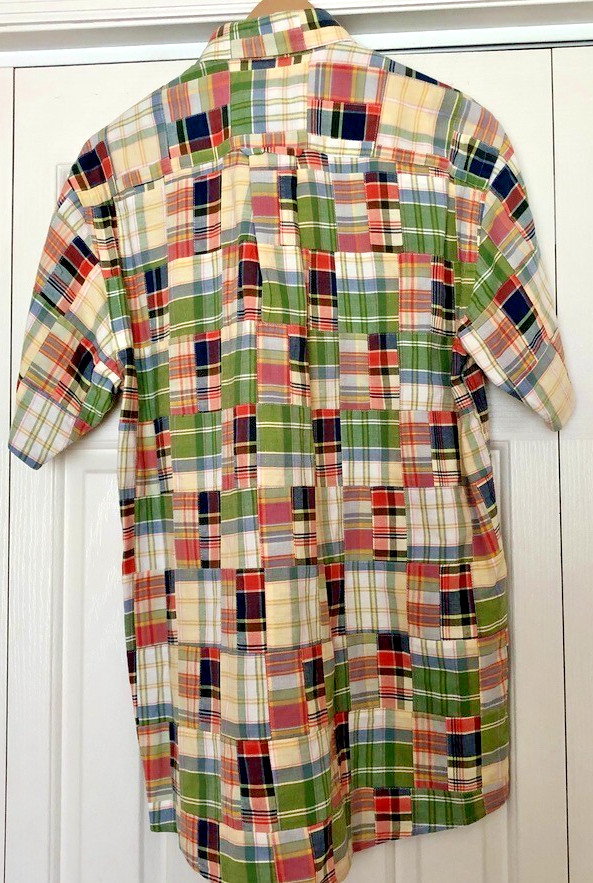 Orvis multicolor plaid patchwork madras shirt sho… - image 2