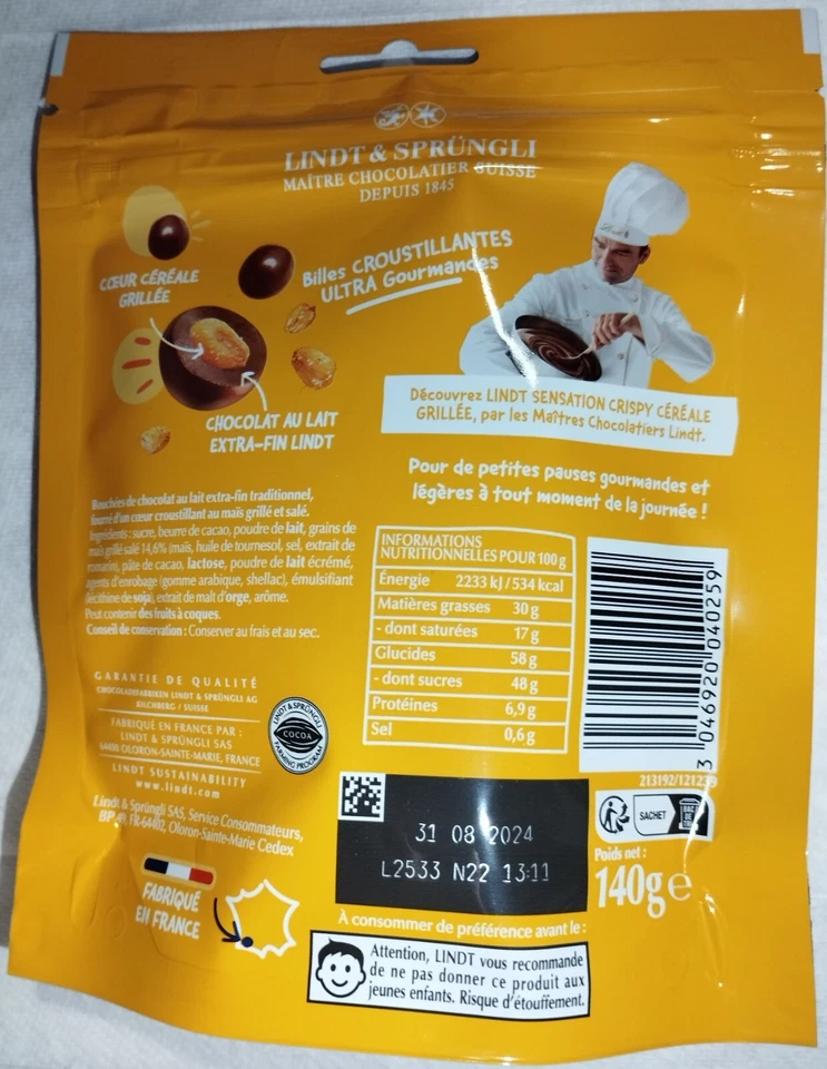 Молочный шоколад со вкусом попкорна Lindt Toasted Cereal — упаковка 4,93 унции (140 г) - Изображение 2 из 4